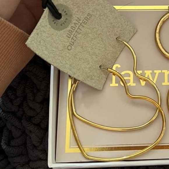 Urban Outfitters Jewelry - gold heart hoop earrings